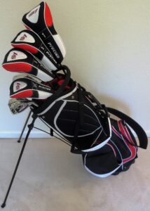 mens complete golf set custom made clubs for tall men 6'0"- 6'6" tall driver, 3 & 5 fairway woods, hybrid, irons, sand wedge, putter bag stiff