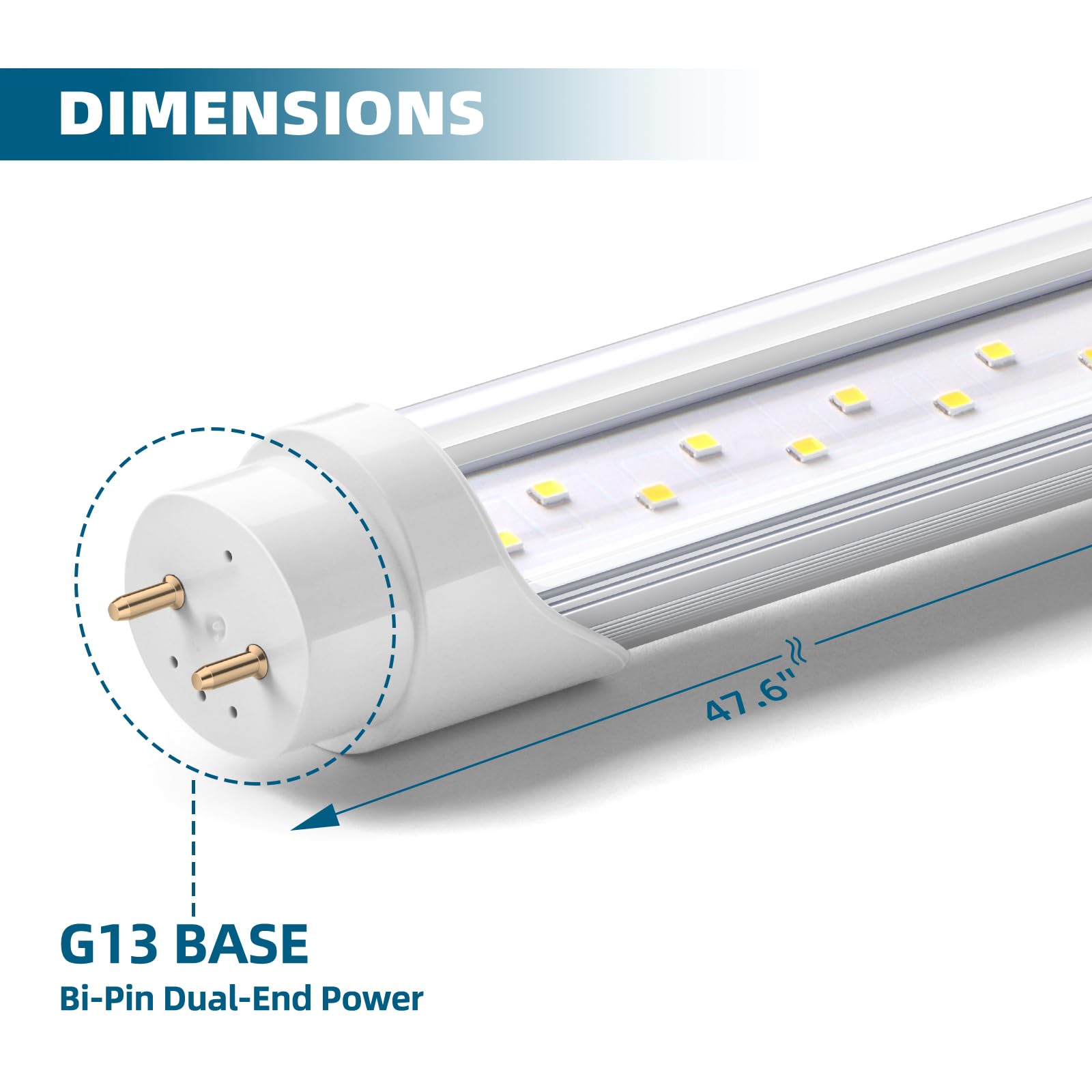 Barrina 4FT LED Ballast Bypass Bulbs, Dual-End Powered G13 24W, T8 LED Bulbs 4 Foot, 6000K Cool Daylight 3200LM, T8 T10 t12 LED Replacement for Fluorescent Tubes, Clear Cover, ETL Listed, 16 Packs