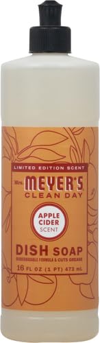 MRS. MEYER'S CLEAN DAY Liquid Dish Soap, Biodegradable Formula, Limited Edition Apple Cider, 16 fl. oz