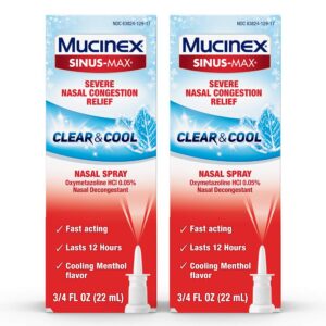 mucinex sinus-max nasal spray clear & cool, 0.75 oz packaging may vary (pack of 2), 1.5 fluid ounces