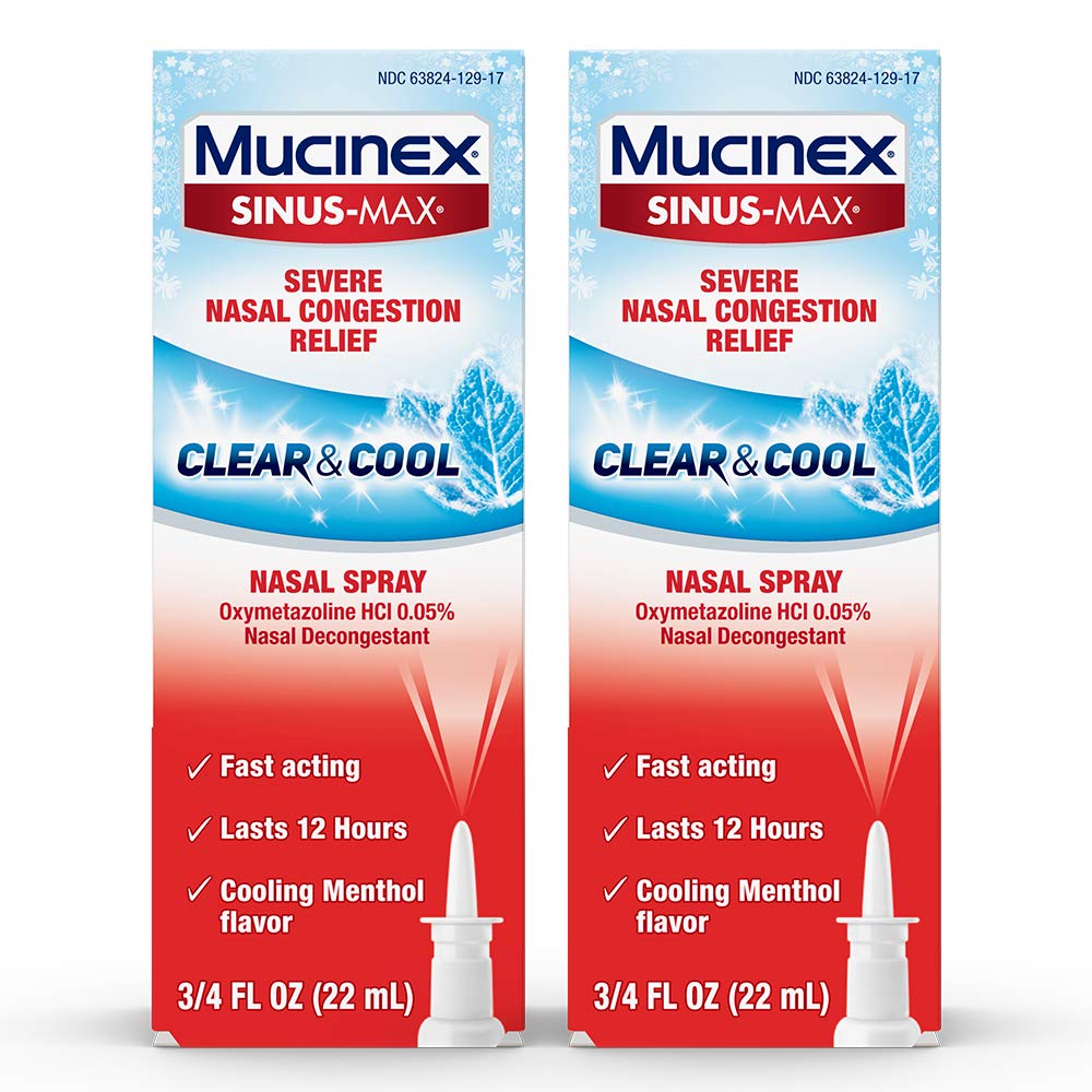 Mucinex Sinus-Max Nasal Spray Clear & Cool, 0.75 oz Packaging May Vary (Pack of 2), 1.5 fluid ounces