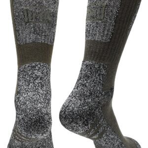 MIRMARU M201-Men's 5 Pairs Multi Performance Outdoor Sports Hiking Trekking Crew Socks (2Black, 2Char, 1Olive)