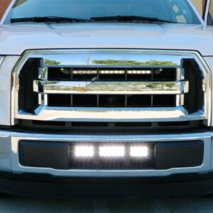 iJDMTOY Lower Grille Mount LED Light Bar Compatible with 2015-20 Ford F150 XLT Lariat Limited, Includes (1) 96W High Power LED Lightbar, Lower Bumper Opening Mount Brackets & On/Off Switch Wiring