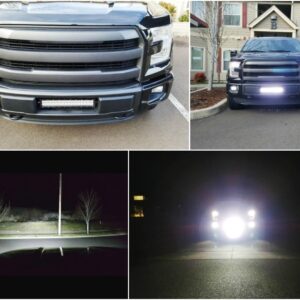 iJDMTOY Lower Grille Mount LED Light Bar Compatible with 2015-20 Ford F150 XLT Lariat Limited, Includes (1) 96W High Power LED Lightbar, Lower Bumper Opening Mount Brackets & On/Off Switch Wiring