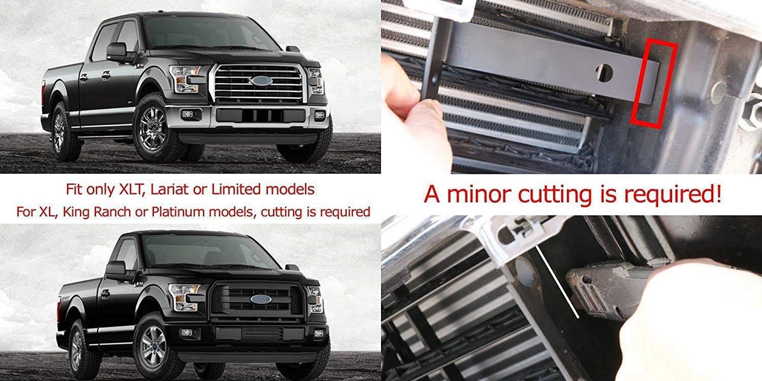 iJDMTOY Lower Grille Mount LED Light Bar Compatible with 2015-20 Ford F150 XLT Lariat Limited, Includes (1) 96W High Power LED Lightbar, Lower Bumper Opening Mount Brackets & On/Off Switch Wiring