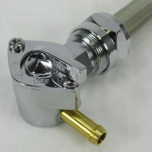 1975-2006 Harley Davidson 22mm Filtered Petcock 90 Degree Elbow Fuel Shut Off Valve - For Use with 1/4" ID Fuel Hose - Replaces HD Part # 62168-81 - Chrome Plated - Motorcycle Chopper Bobber