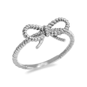 Modern Contemporary Rings 925 Sterling Silver Twisted Style Rope Band Bow Tie Ribbon Ring (Size 6.25)