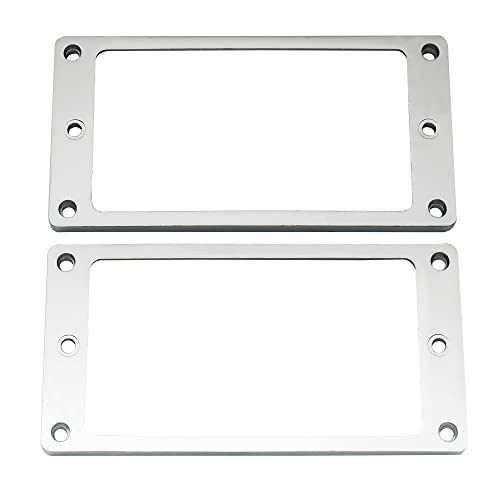 MusiclilyMetal Flat Humbucker Pickup Mounting Ring Set Humbucker Pickup Frame Replacement for Electric Guitar, Chrome (Pack of 2)