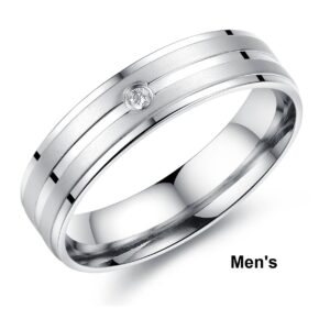 His or Hers Matching Set Titanium Stainless Steel Couple Wedding Band Set in a Gift Box