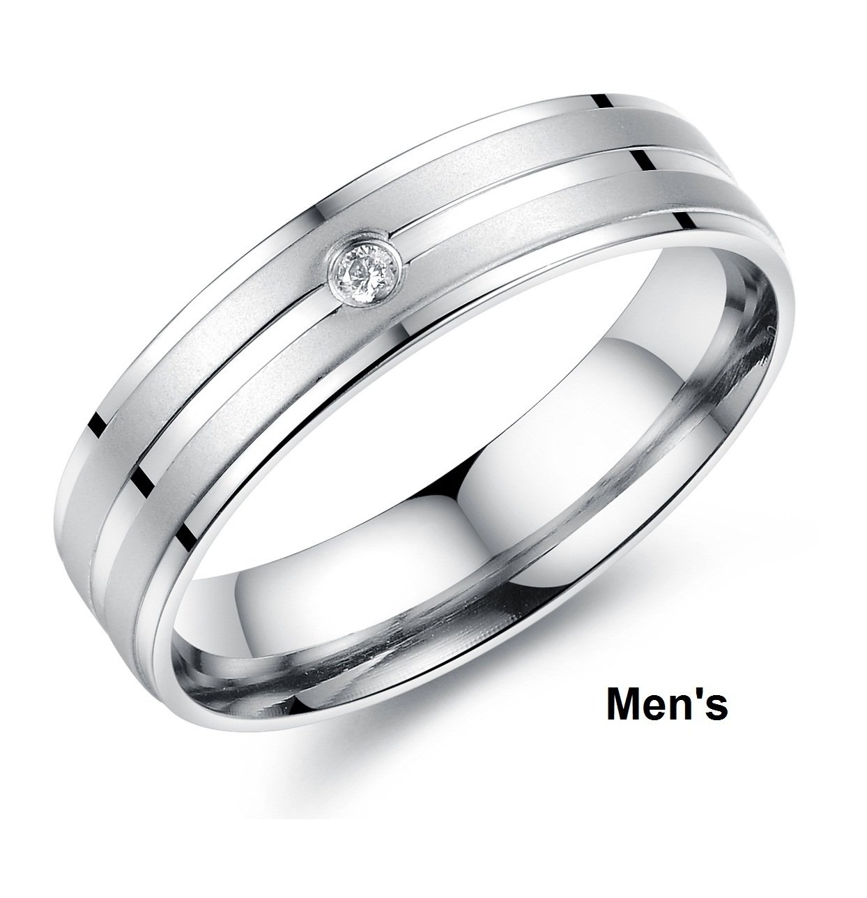 His or Hers Matching Set Titanium Stainless Steel Couple Wedding Band Set in a Gift Box