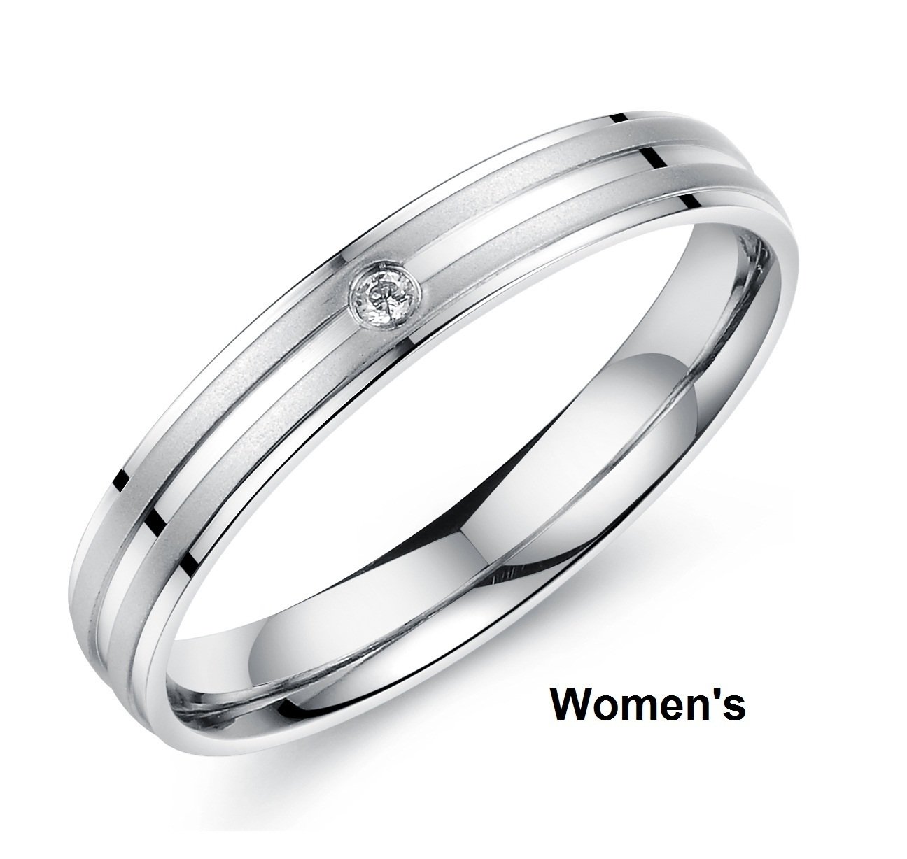 His or Hers Matching Set Titanium Stainless Steel Couple Wedding Band Set in a Gift Box