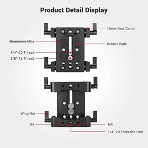 SmallRig Base Plate, Camera Baseplate with 15mm Rod Clamps, Tripod Mounting Plate for DSLR Camera Video Camera - 1775