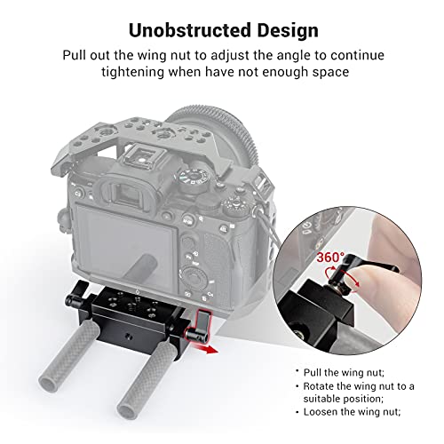 SmallRig Base Plate, Camera Baseplate with 15mm Rod Clamps, Tripod Mounting Plate for DSLR Camera Video Camera - 1775