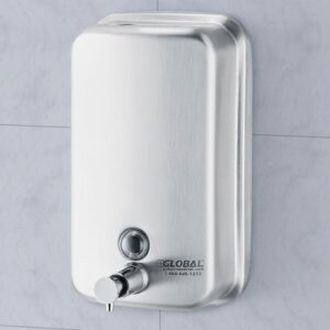 Global Industrial Stainless Steel Vertical Liquid Soap Dispenser, 1000 ml