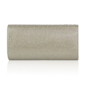 Damara Women Wave Hem Shining Pleated Snao Wedding Clutch,Champagne