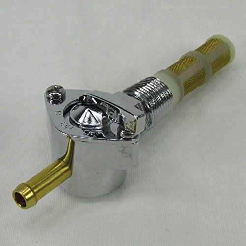 Motorcycle 3/8" NPT OEM Filtered Petcock STRAIGHT Elbow Fuel Shut Off Valve - For Use with 1/4" ID Fuel Hose - Replaces HD Part # 62125-55B - Chrome Plated - Harley Chopper Bobber Cafe Racer (3/8STRT)