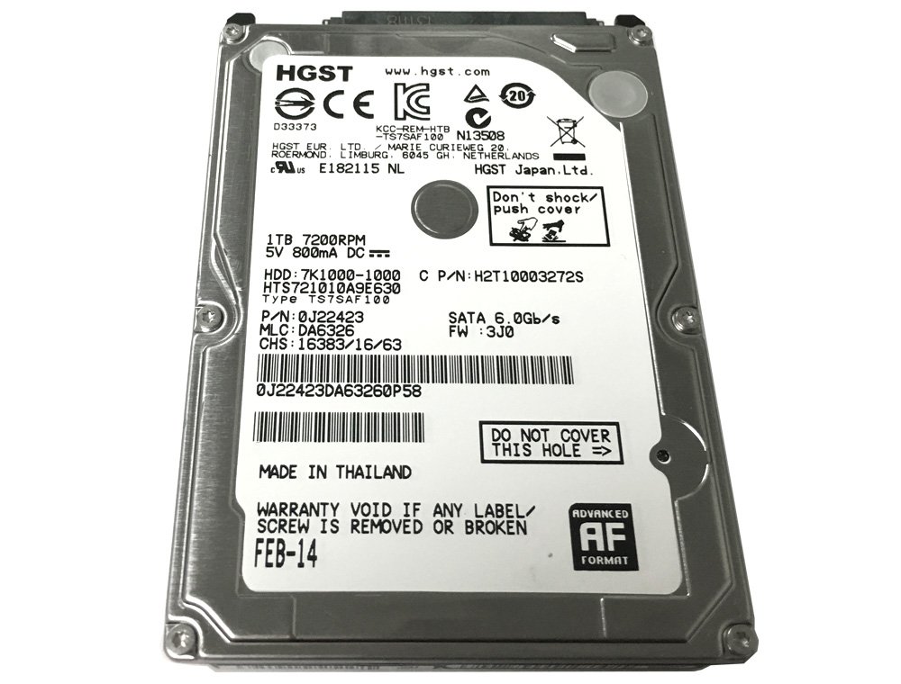 HGST Travelstar 7K1000 2.5-Inch 1TB 7200 RPM SATA III 32MB Cache Internal Hard Drive 0J22423 (Renewed)