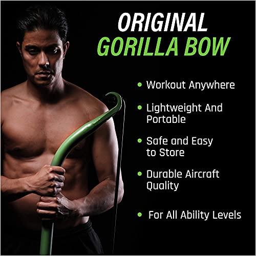 Original Gorilla Bow Portable Home Gym Resistance Bands and Bar System for Travel, Fitness, Weightlifting and Exercise Kit, Full Body Workout Equipment Set (Original Bow, Black, Base Bundle)