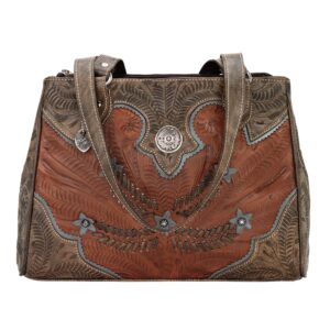 american west leather women's desert wildflower tote brown one size