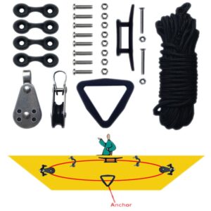 duojin kayak canoe anchor trolley kit system pulley cleat pad eye ring ropes