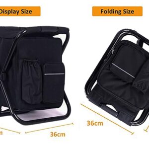 HANERDUN 3 in 1 Cooler Backpack, Foldable Fishing Chair, Portable Backpack Chair with Fabric Cooler Bag, Soft Sided Cooler Chair for Outdoor Hiking Events Beach Fishing Camping