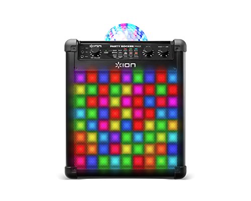 ION Audio Party Rocker Max - 100W Portable Wireless Bluetooth Speaker and Karaoke Centre with Rechargeable Battery, Party Light Display and Microphone