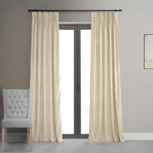 hpd half price drapes velvet blackout curtains/drapes - 84 inches long 1 panel blackout curtain signature pleated for living room & bedroom - 25w x 84l, alabaster beige