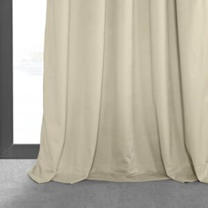 HPD Half Price Drapes Velvet Blackout Curtains/Drapes - 84 Inches Long 1 Panel Blackout Curtain Signature Pleated for Living Room & Bedroom - 25W X 84L, Alabaster Beige