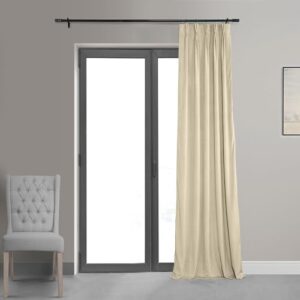 HPD Half Price Drapes Velvet Blackout Curtains/Drapes - 84 Inches Long 1 Panel Blackout Curtain Signature Pleated for Living Room & Bedroom - 25W X 84L, Alabaster Beige