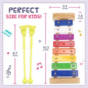 Xylophone Musical Toys for Baby Toddlers Kids with Harmonica, Wooden Musical Instruments Set with Mallets and Music Cards, Great Birthday Gifts for Preschool Kids Boys Girls