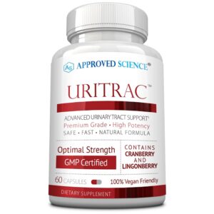 approve science® uritrac™ - uti support - cranberry, d-mannose, lingonberry - vegan friendly - 1 bottle supply