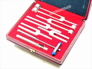 new set of 6 tuning fork set medical surgical chiropractic physical diagnostic instruments plus pen light in a beautiful carrying case