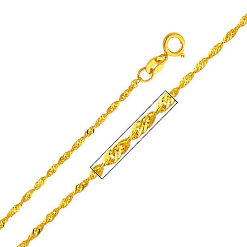 14k REAL Two Tone Gold Butterfly Pendant with 1.2mm Singapore Chain Necklace - 24"