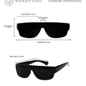 ShadyVEU Super Dark Sunglasses 100% UV Protection | Eazy E Lowrider Cholo Vintage Flat Top OG Biker Shades (Black)