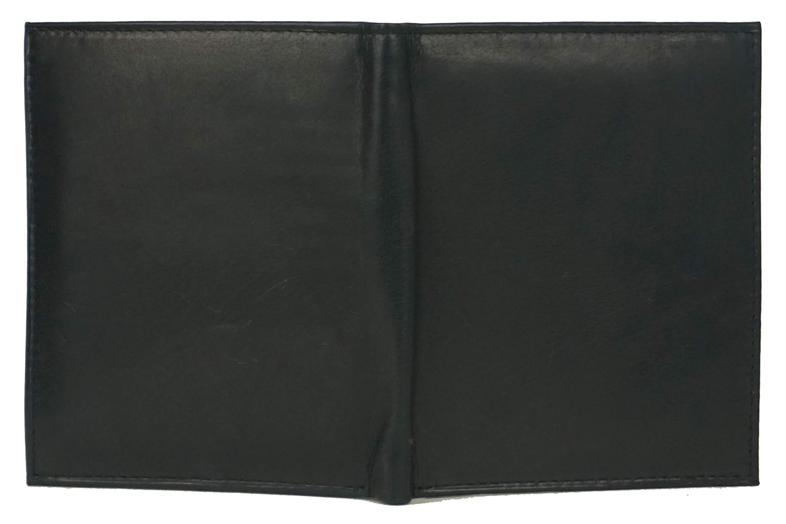 Leather European Bifold Hipster Mens Wallet With Heavy Duty Vinyl Wallet Insert (Black)