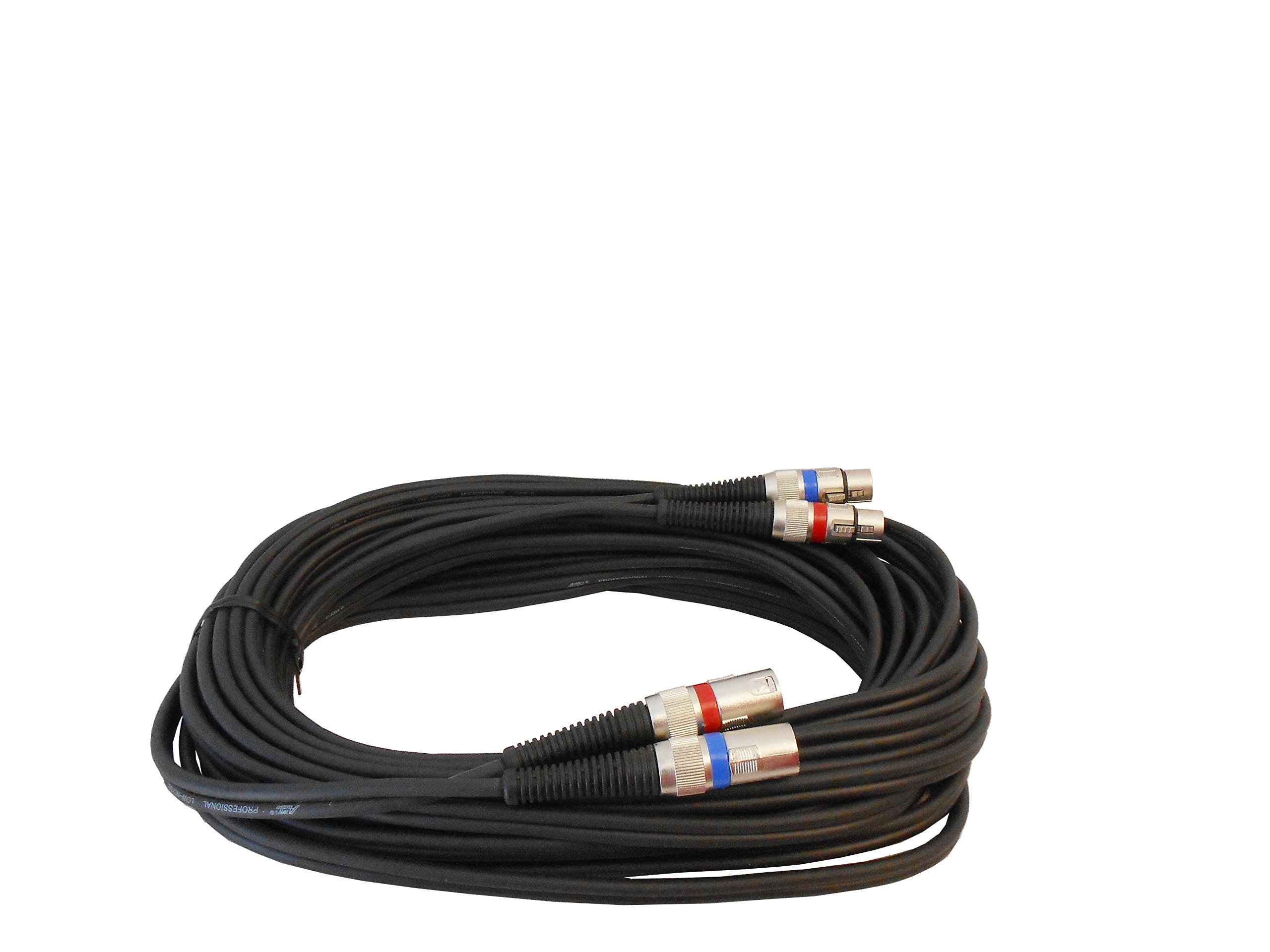 Audio 2000s ADC203K 50'x6/12mm 24AWG Dual XLR Females to Dual XLR Males Balanced Audio Cable