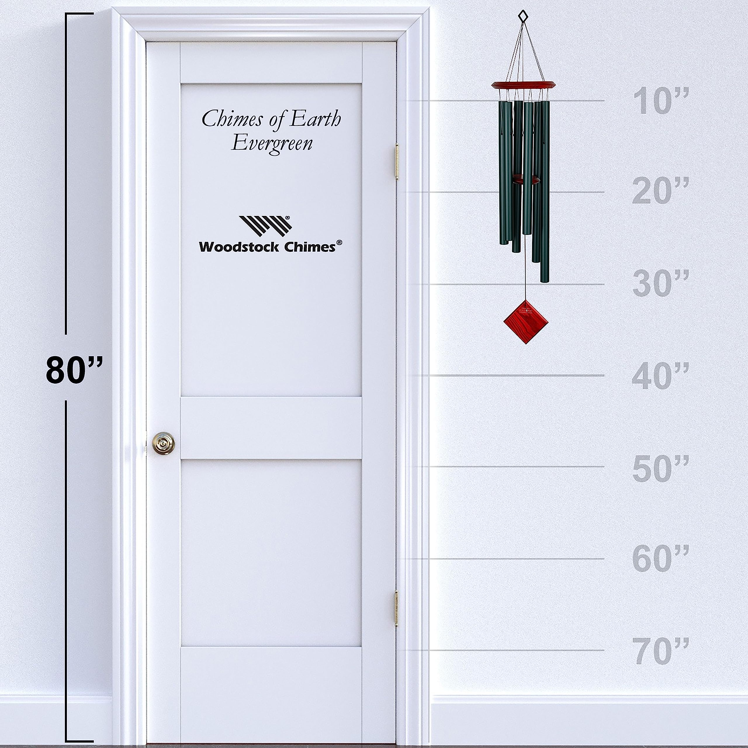 Woodstock Wind Chimes for Outside, Garden, Patio, Porch and Outdoor Decor (37") Encore Chimes of Earth Evergreen Wind Chimes Gifts (DCE37)