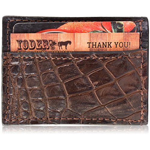 Brown Genuine Alligator Leather Magnetic Money Clip Wallet