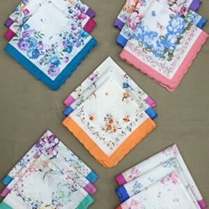 Forlisea Womens Colorful Ladies Hankies 100% Cotton Handkerchief Wendding Hanky