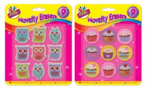 9 novelty erasers