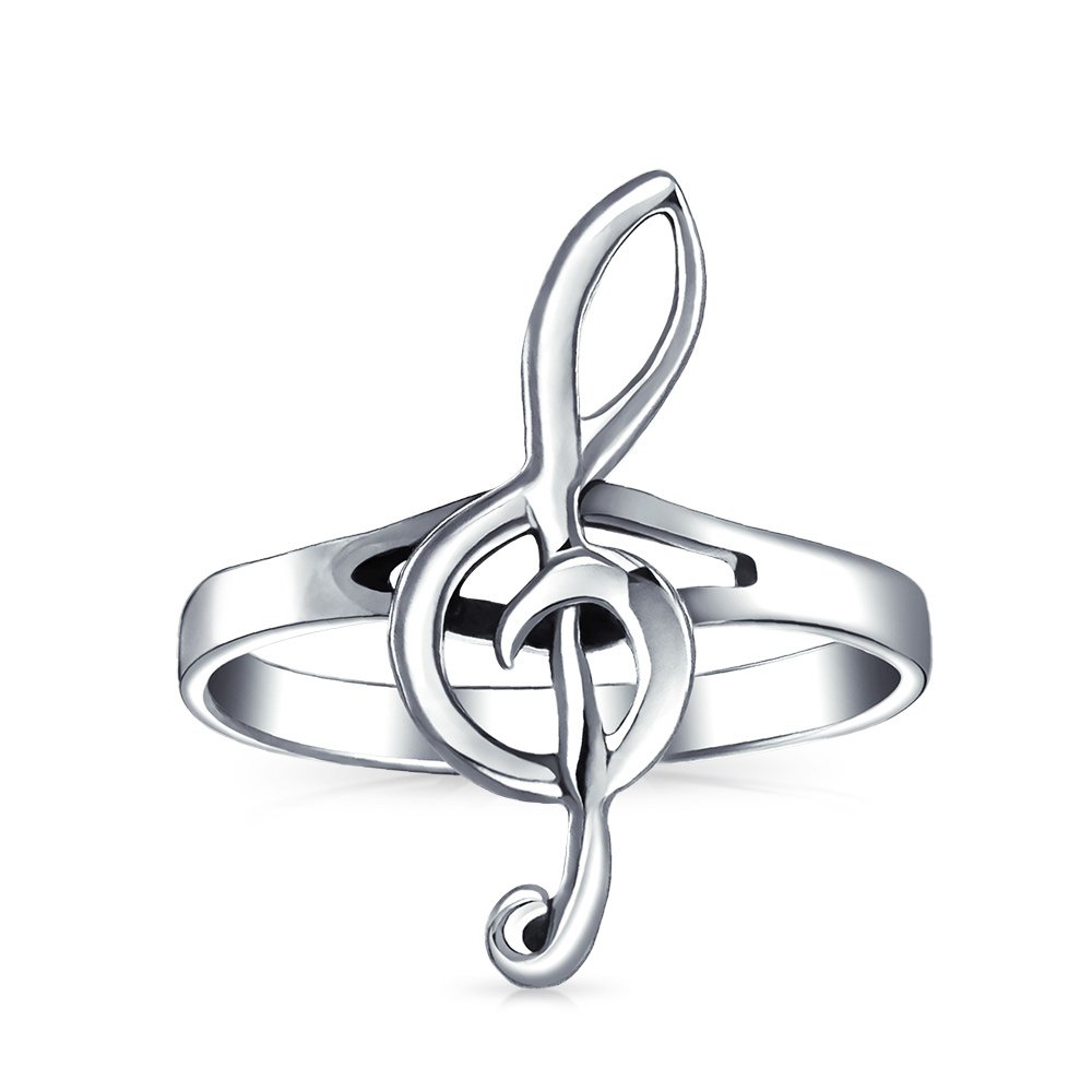 Musician Singer Student Teacher Bar Measure Treble Clef Note Music Ring For Teen For Women .925 Sterling Silver Thin Band