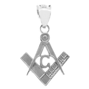 925 Sterling Silver Freemason Small Masonic Compass And Square Pendant