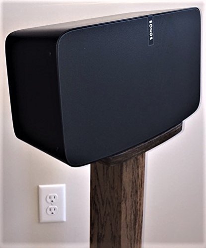 Beautiful Wood Speaker Stand Handcrafted Compatible for SONOS Five/SONOS Play 5. Made in U.S.A. Single Stand. Dark Walnut Color.