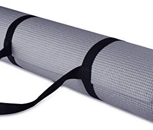 Signature Fitness All-Purpose 1/4-Inch High Density Anti-Tear Exercise Yoga Mat with Carrying Strap , Gray