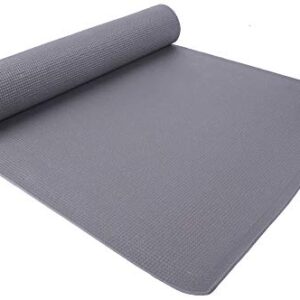 Signature Fitness All-Purpose 1/4-Inch High Density Anti-Tear Exercise Yoga Mat with Carrying Strap , Gray