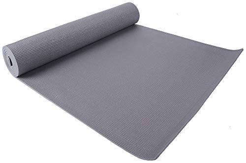 Signature Fitness All-Purpose 1/4-Inch High Density Anti-Tear Exercise Yoga Mat with Carrying Strap , Gray