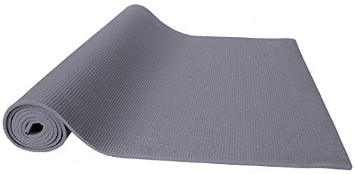 Signature Fitness All-Purpose 1/4-Inch High Density Anti-Tear Exercise Yoga Mat with Carrying Strap , Gray