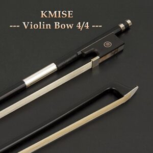 Kmise Violin Bow Stunning Fiddle Bow Carbon Fiber for Violins (4/4, Black)