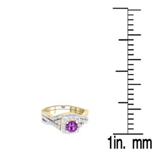 Dazzlingrock Collection 1.55 Cttw Amethyst & Cubic Zirconia Wedding Ring Set in 10K Yellow Gold, Size 6.5