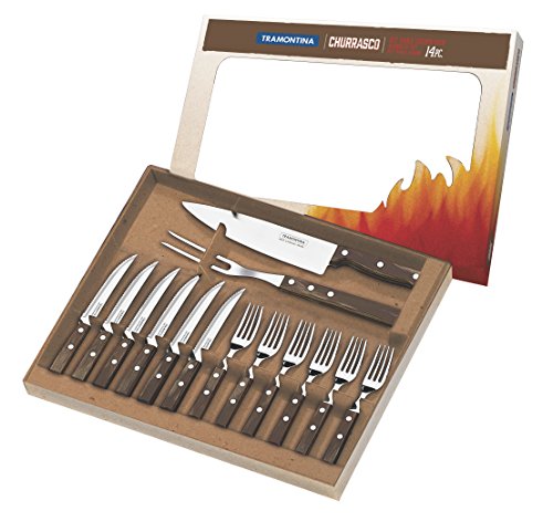 Tramontina Churrasco 14 Piece Barebecue Set Including Steak Knives and Cooks Knife